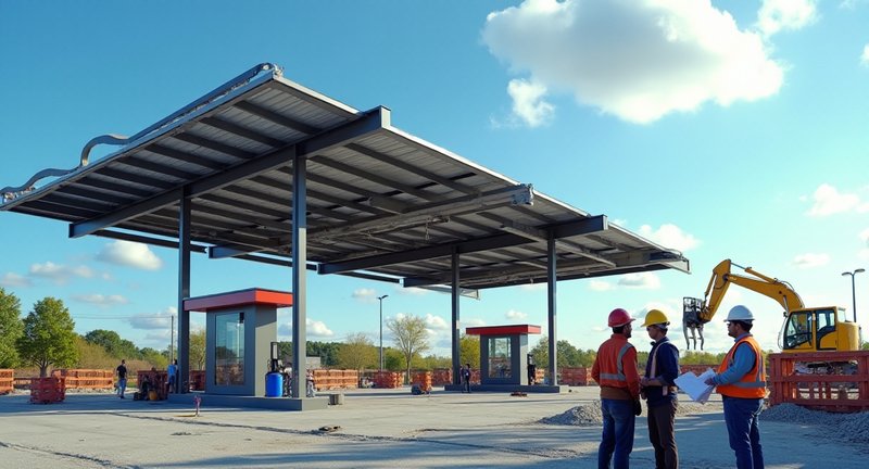 The Process of Gas Station Canopy Construction